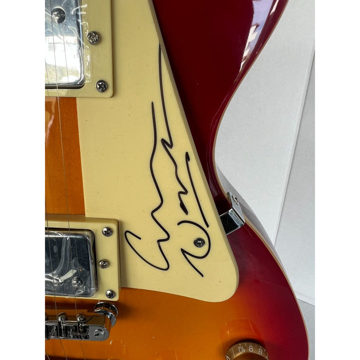 "CSNY" David Crosby, Neil Young, Graham Nash, Stephen Stills cherry vintage les paul signed with proof