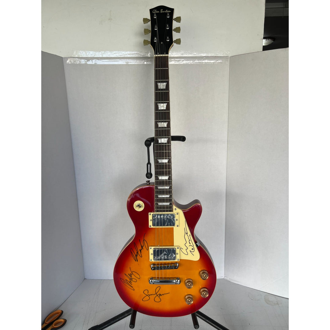 "CSNY" David Crosby, Neil Young, Graham Nash, Stephen Stills cherry vintage les paul signed with proof