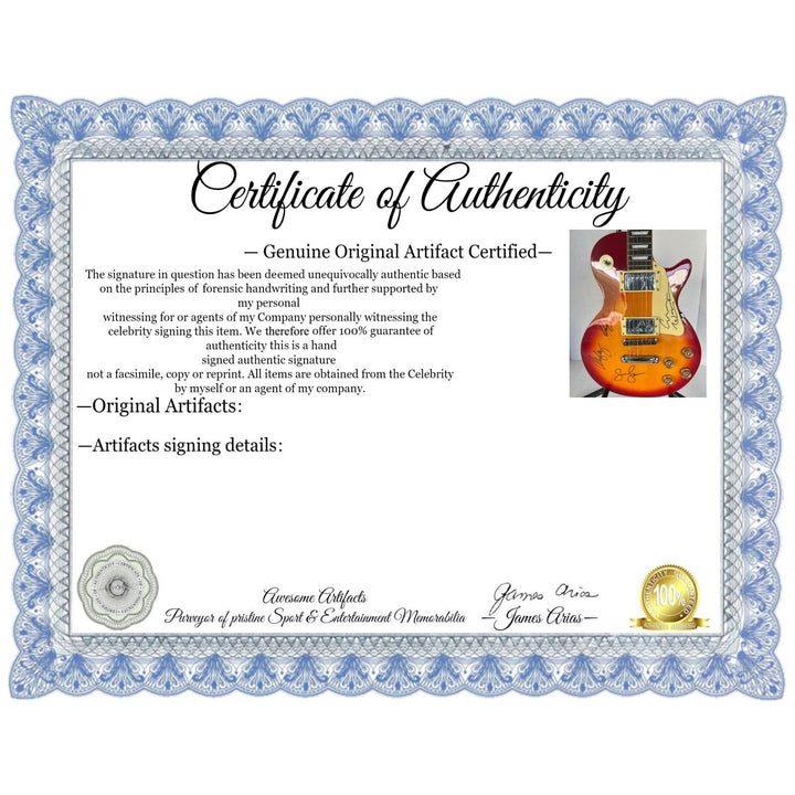 "CSNY" David Crosby, Neil Young, Graham Nash, Stephen Stills cherry vintage les paul signed with proof