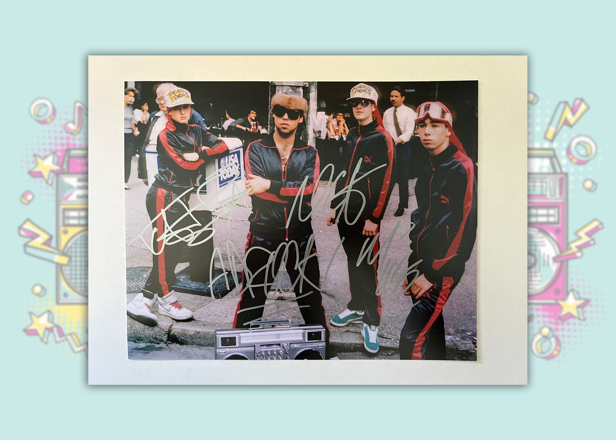 Michael Diamond 'Mike D', Adam Horowitz 'Ad-Rock', and Adam Yauch 'MCA', Kate Schellenbach Beastie Boys 8x10 extremely rare photo signed with proof