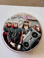 Load image into Gallery viewer, Michael Diamond &quot;Mike D&quot;, Adam Horowitz &quot;Ad Rock&quot;, and Adam Yauch &#39;MCA&quot; The Beastie Boys drumhead one-of-a-kind drumhead signed with proof
