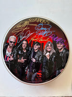 Load image into Gallery viewer, Scorpions Klaus Maine, Rudolf Schenker, Pawel Maciwoda one-of-a-kind drumhead signed with proof
