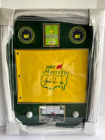 Load image into Gallery viewer, Tiger Woods 1997 Masters golf flag framed and signed with proof
