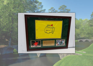 Tiger Woods 2019 Masters Champion signed & framed Masters pin flag with signing proof