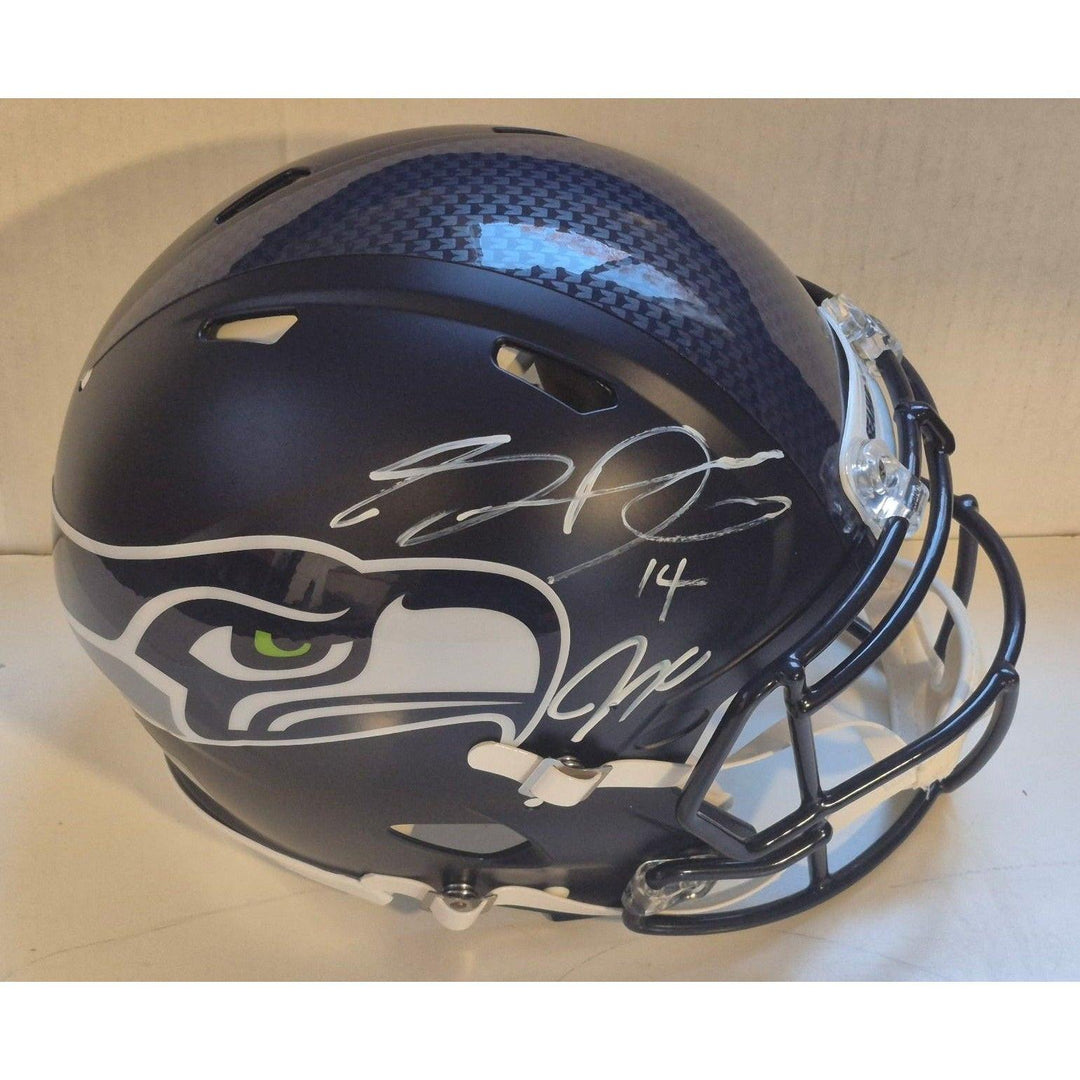 Sam Darnold & Jaxon -Smith  Njigba Seattle Seahawks Riddell Speed pro model helmet signed with proof