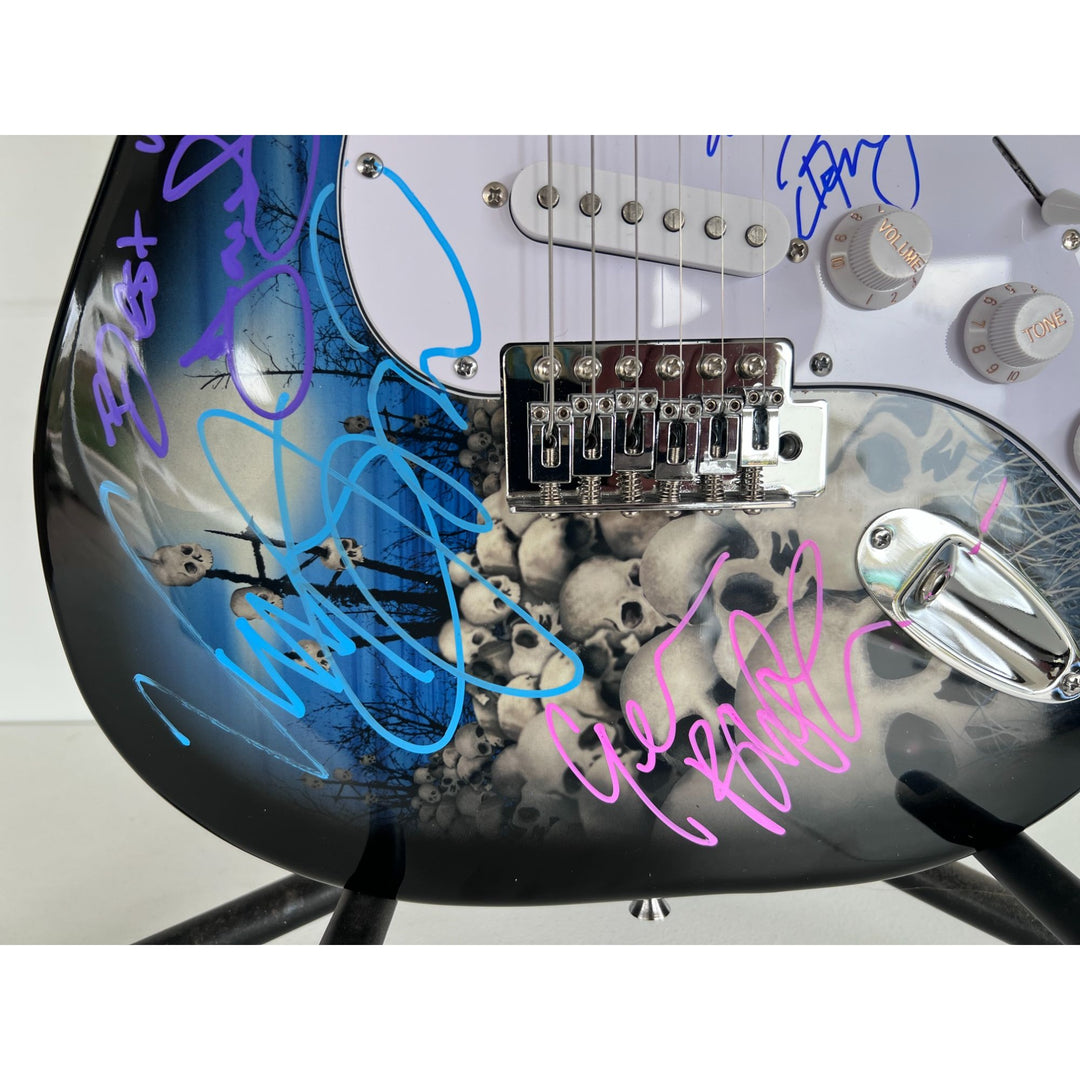 Ronnie James Dio Ozzy Osbourne Tony Iommi Bill Ward Geezer Butler Black Sabbath electric guitar signed with proof.