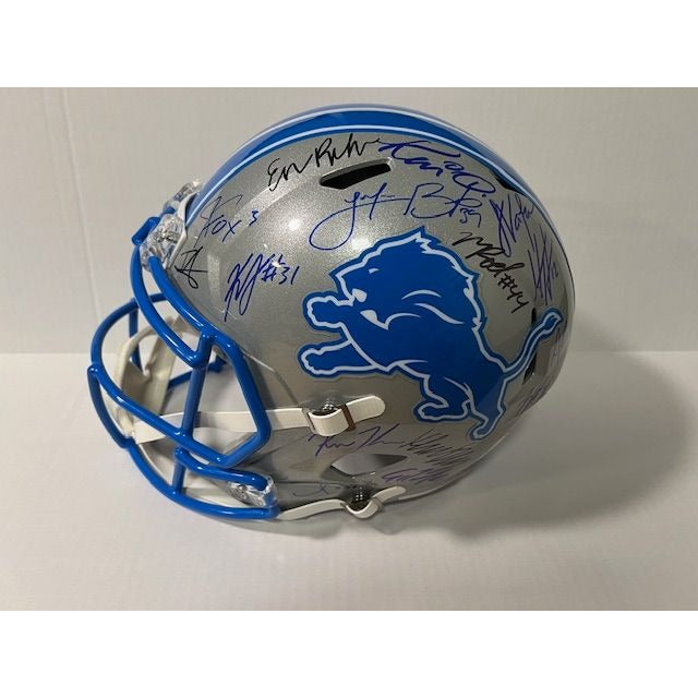 Detroit Lions 2024 Jared Goff San Brown  Aidan Hutchinson 40 members signed Deluxe full size helmet with proof