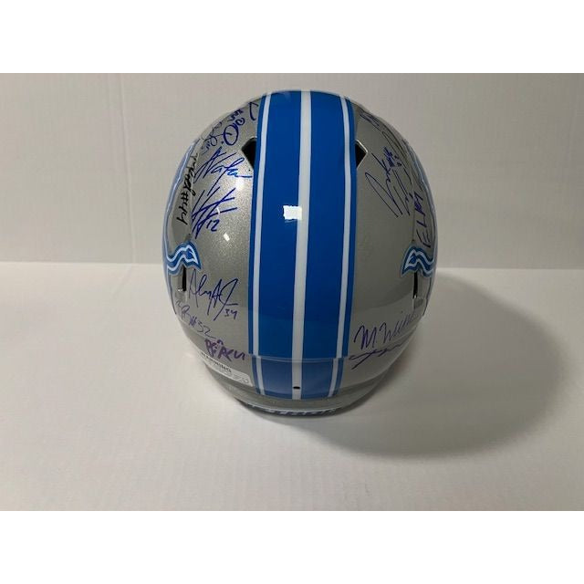 Detroit Lions 2024 Jared Goff San Brown  Aidan Hutchinson 40 members signed Deluxe full size helmet with proof