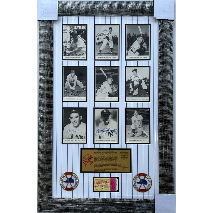 New York Yankees 1961 Mickey Mantle, Elston Howard, Yogi Berra, Roger Maris (9 in all) with authentic 1961 World series ticket signed