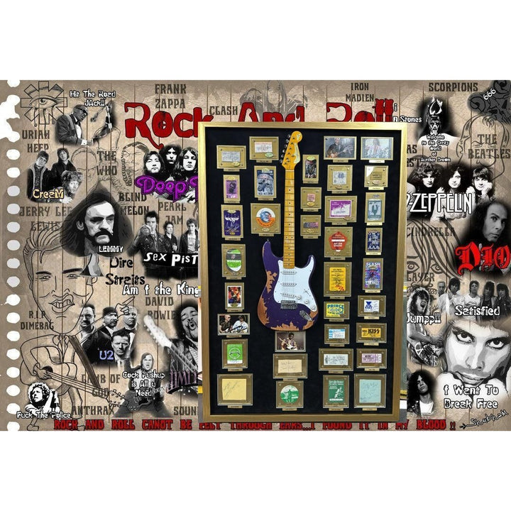 Jimi Hendrix, Stevie Ray Vaughan, George Harrison, 34 of Rock n Rolls greatest guitarists off all time with Jimi Hendrix guitar