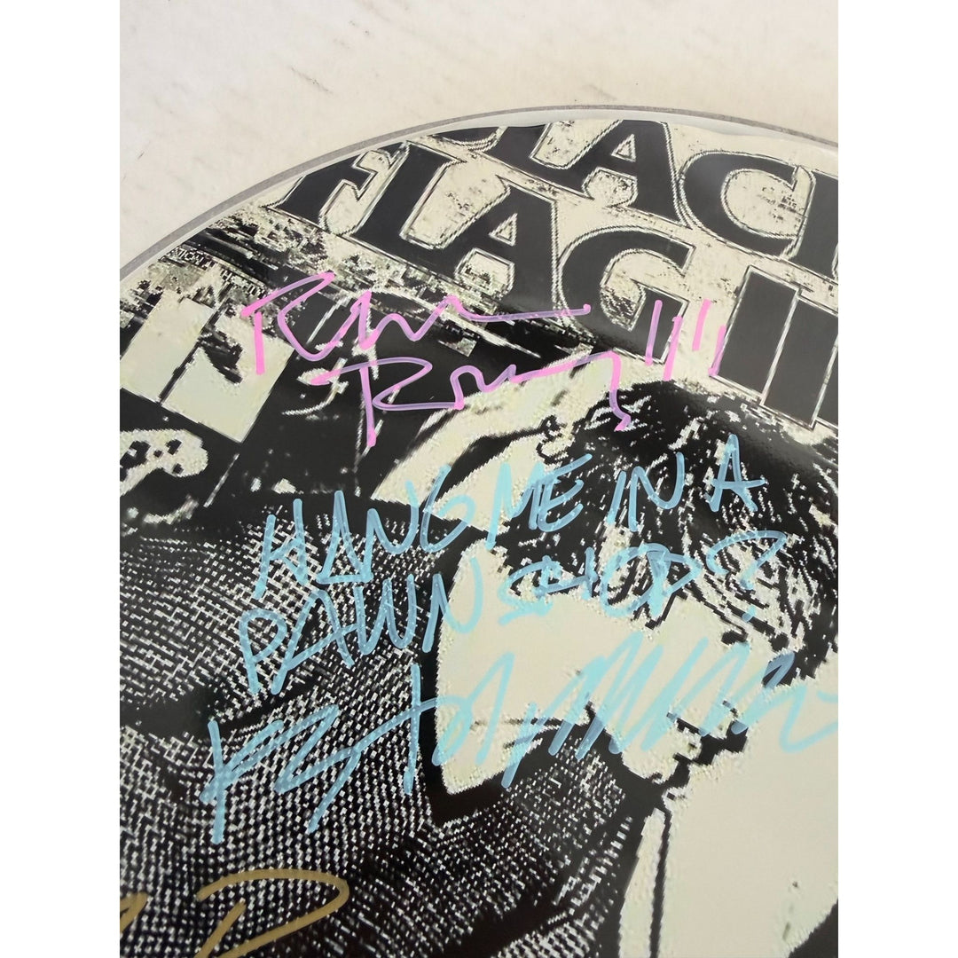 Henry Rollins and Black Flag one-of-a-kind drumhead signed with proof.