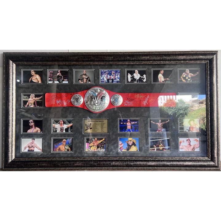 WWE Wrestling Legends 21 in all"Steve Austin" "Hulk Hogan" "John Cena"    "The Rock" incredible framed WWE belt signed with proof