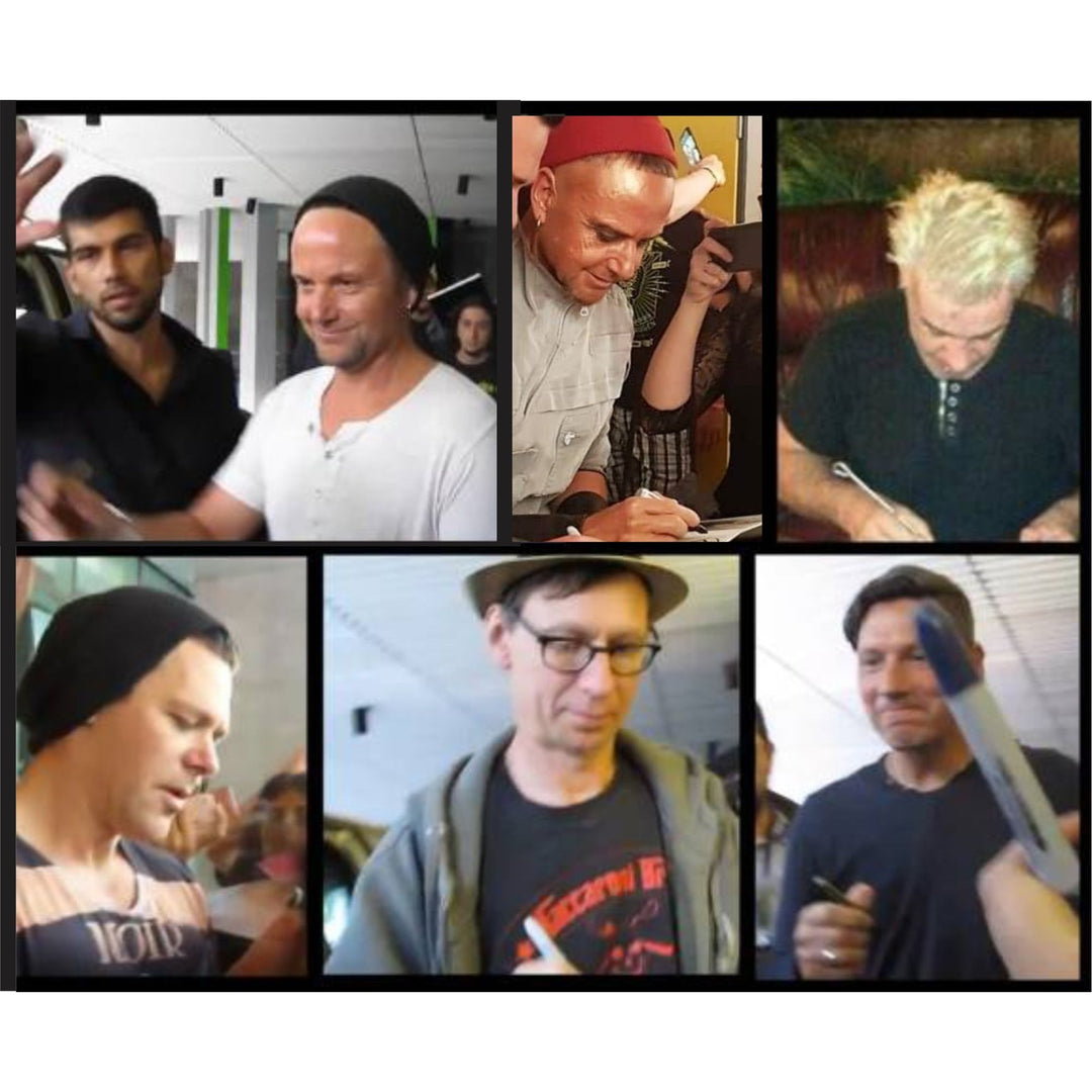 Rammstein: Richard Z. Kruspe, Till Lindemann, Oliver Riedel, Paul Landers, Christian Lorenz & Christoph Schneider Fender Stratocaster signed with proof