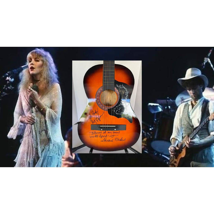 Stevie Nicks & Lindsey Buckingham vintage acoustic guitar signed with proof