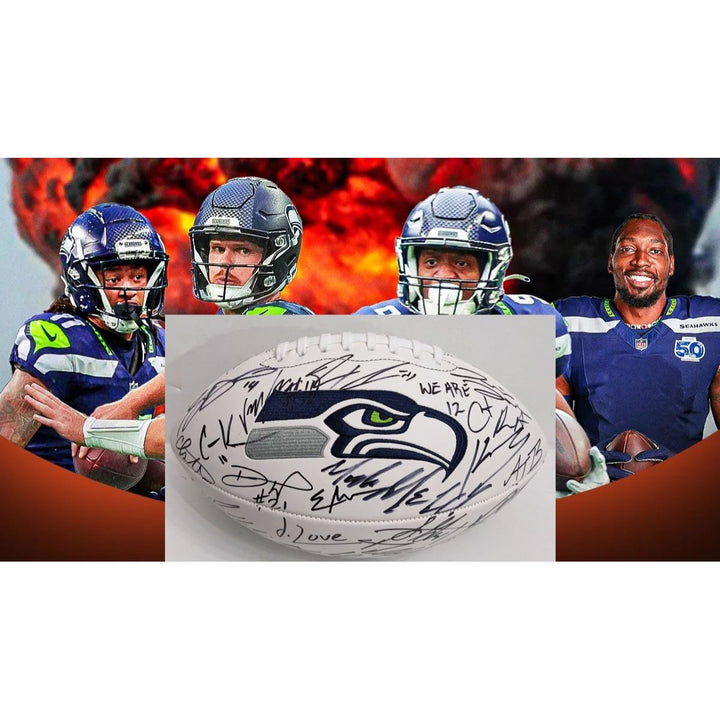  Seattle Seahawks 2025 full size NFL full size football team signed with proof