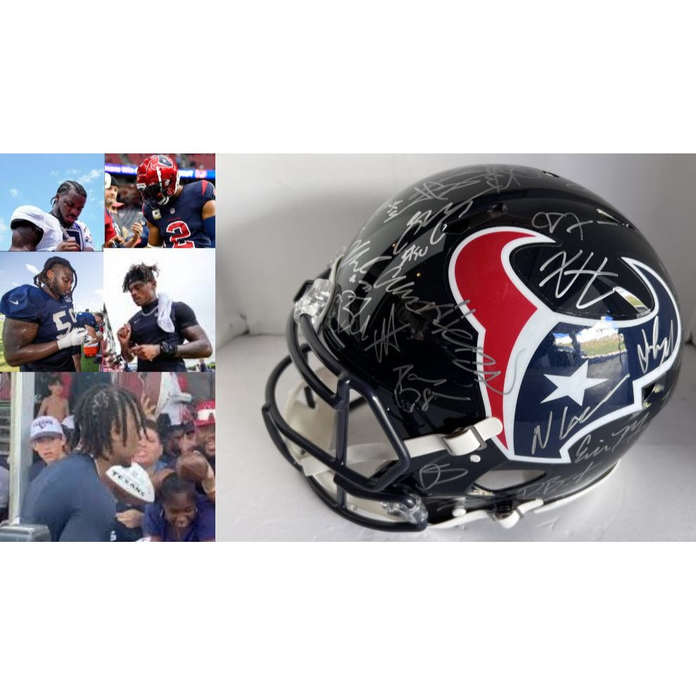 Houston Texans CJ Stroud Nico Collins Joe Mixon Stefon Diggs 40 members of the 2024 team signed Riddell promodel authentic helmet with proof