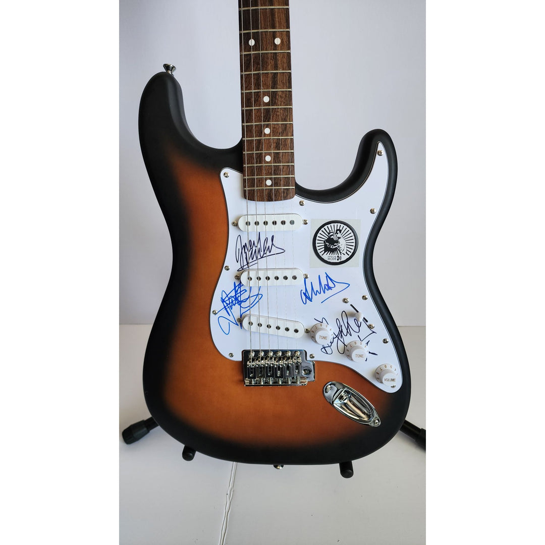 David Gahan, Martin Gore, Alan Wilder & Andy Fletcher, Depeche Mode, authentic Fender Stratocaster electric guitar signed with proof