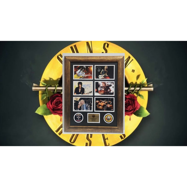 Duff McKagan Saul Hudson "Slash" Izzy Stradlin W.  Axl Rose Guns n' Roses 5x7 photos with Museum quality frame 22x28 and signing proof Awesome Artifacts