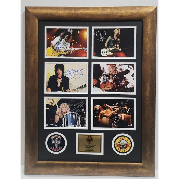 Duff McKagan Saul Hudson "Slash" Izzy Stradlin W.  Axl Rose Guns n' Roses 5x7 photos with Museum quality frame 22x28 and signing proof Awesome Artifacts