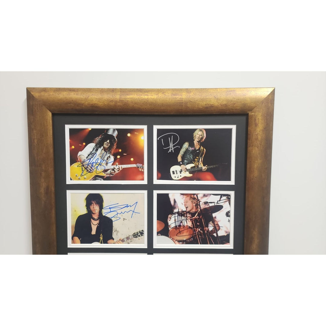 Duff McKagan Saul Hudson "Slash" Izzy Stradlin W.  Axl Rose Guns n' Roses 5x7 photos with Museum quality frame 22x28 and signing proof Awesome Artifacts