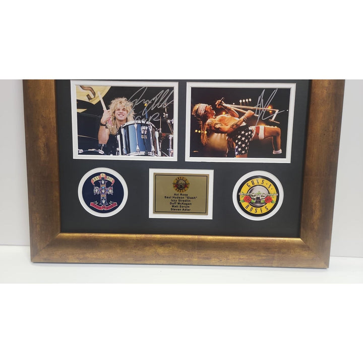 Duff McKagan Saul Hudson "Slash" Izzy Stradlin W.  Axl Rose Guns n' Roses 5x7 photos with Museum quality frame 22x28 and signing proof Awesome Artifacts