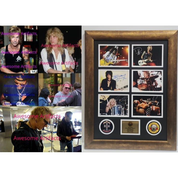 Duff McKagan Saul Hudson "Slash" Izzy Stradlin W.  Axl Rose Guns n' Roses 5x7 photos with Museum quality frame 22x28 and signing proof Awesome Artifacts