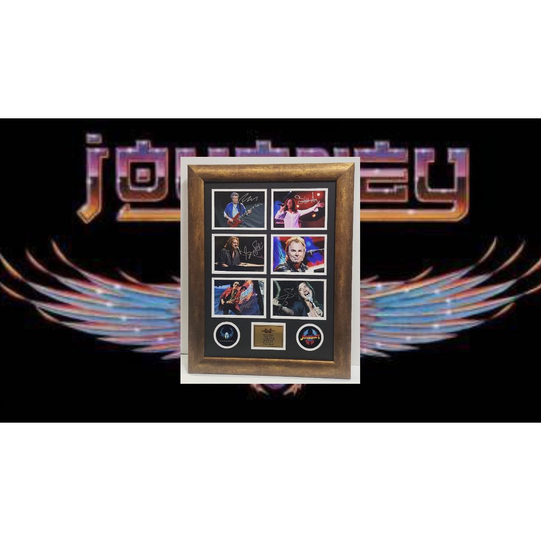 Steve Perry Neal Schon Jonathan Cain Ross Valory Greg Rolie Journey 5x7 photos with Museum quality frame 22x28 and signing proof Awesome Artifacts