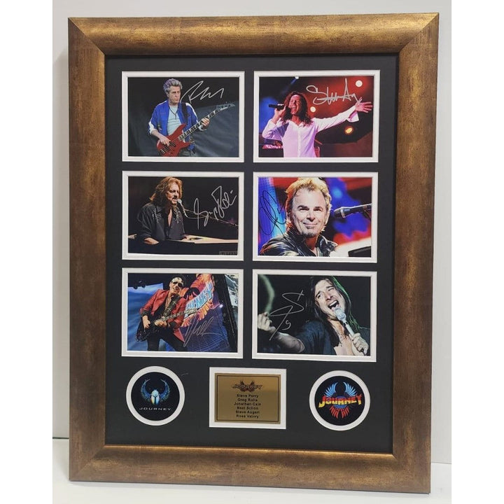 Steve Perry Neal Schon Jonathan Cain Ross Valory Greg Rolie Journey 5x7 photos with Museum quality frame 22x28 and signing proof Awesome Artifacts