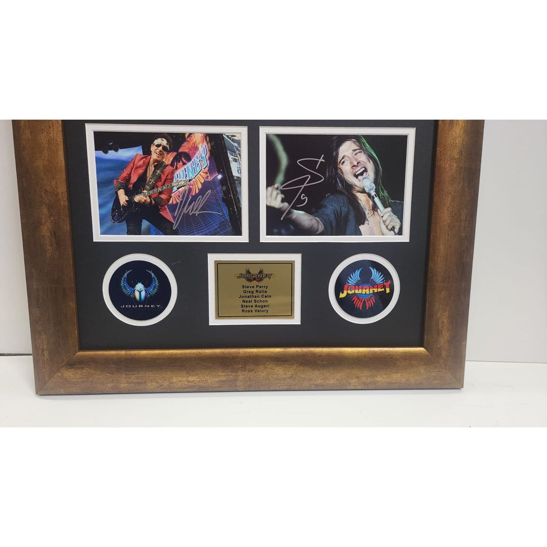 Steve Perry Neal Schon Jonathan Cain Ross Valory Greg Rolie Journey 5x7 photos with Museum quality frame 22x28 and signing proof Awesome Artifacts