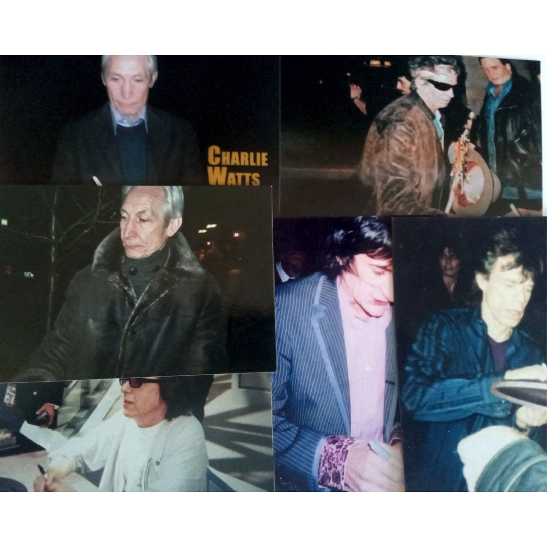 Mick Jagger, Keith Richards, Bill Wyman, Ronnie Wood, Mick Taylor, Charlie Watts Fender Stratocaster electric guitar signed with proof