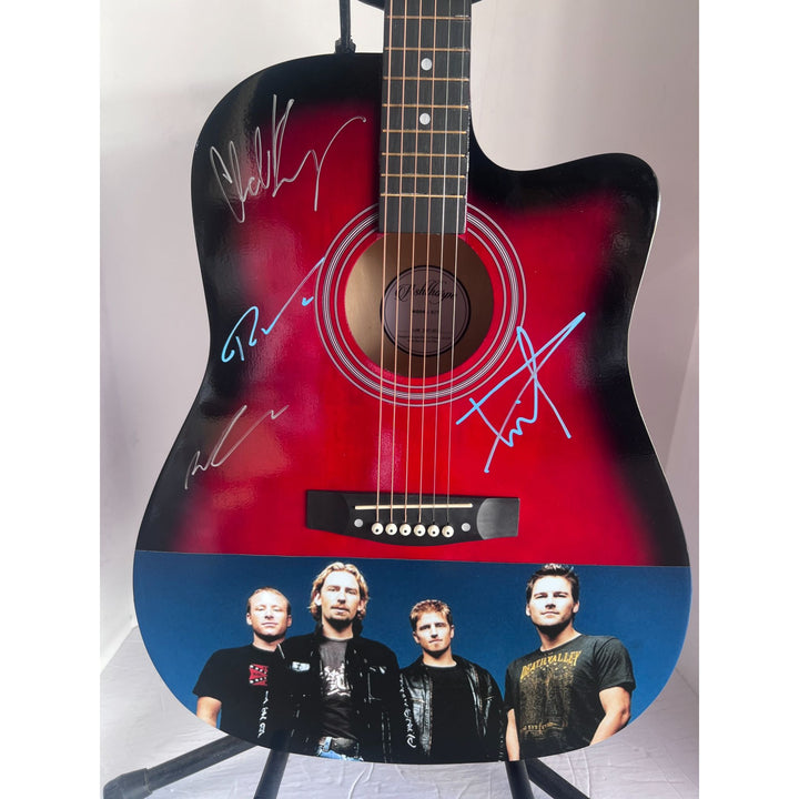 Nickelback  Chad Kroeger, Ryan Peake, Mike Kroeger, Daniel Adair 38' full size acoustic guitar signed with proof