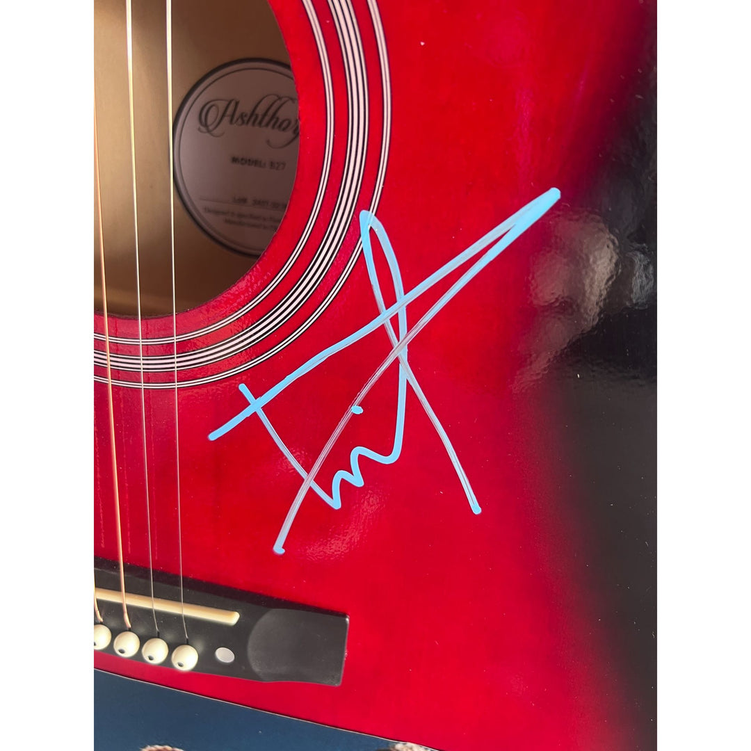 Nickelback  Chad Kroeger, Ryan Peake, Mike Kroeger, Daniel Adair 38' full size acoustic guitar signed with proof