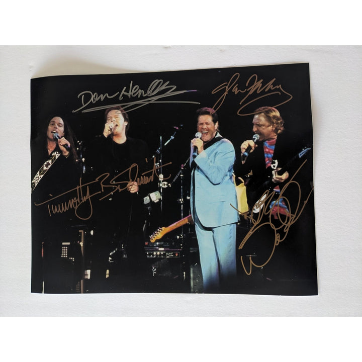 The Eagles, Don Henley, Joe Walsh, Glenn Frey, Timothy B. Schmidt, 11x14, photo, signed with proof