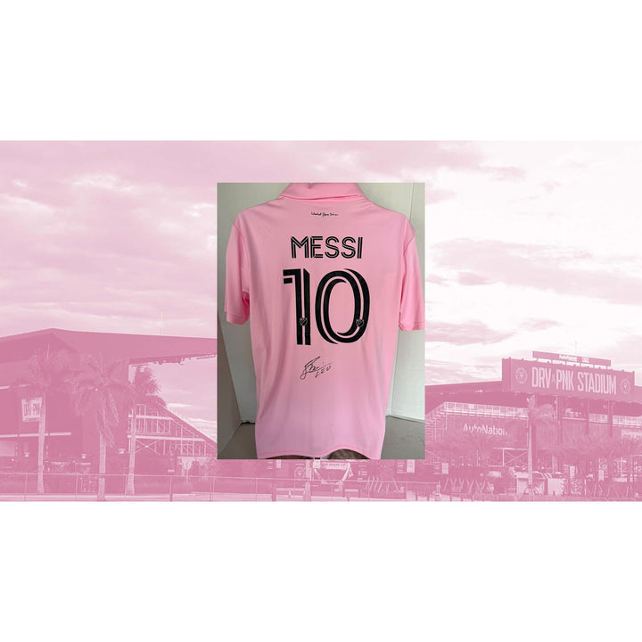 Lionel Messi Inter Miami game model jersey signed with proof.