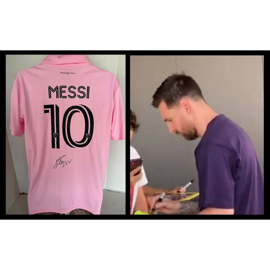 Lionel Messi Inter Miami game model jersey signed with proof.