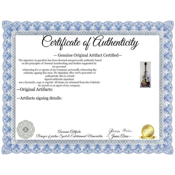 Led Zeppelin Jimmy Page  one of a kind les paul (full size) electric guitar signed with proof.