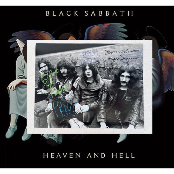 Ozzy Osbourne, Tony Iommi, Geezer Butler, Bill Ward Black Sabath vintage 11x14 photo signed with proof.