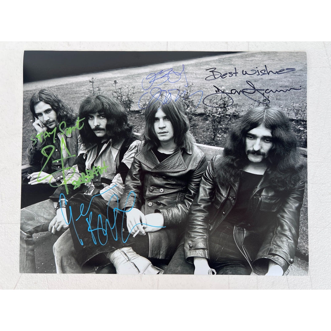Ozzy Osbourne, Tony Iommi, Geezer Butler, Bill Ward Black Sabath vintage 11x14 photo signed with proof.