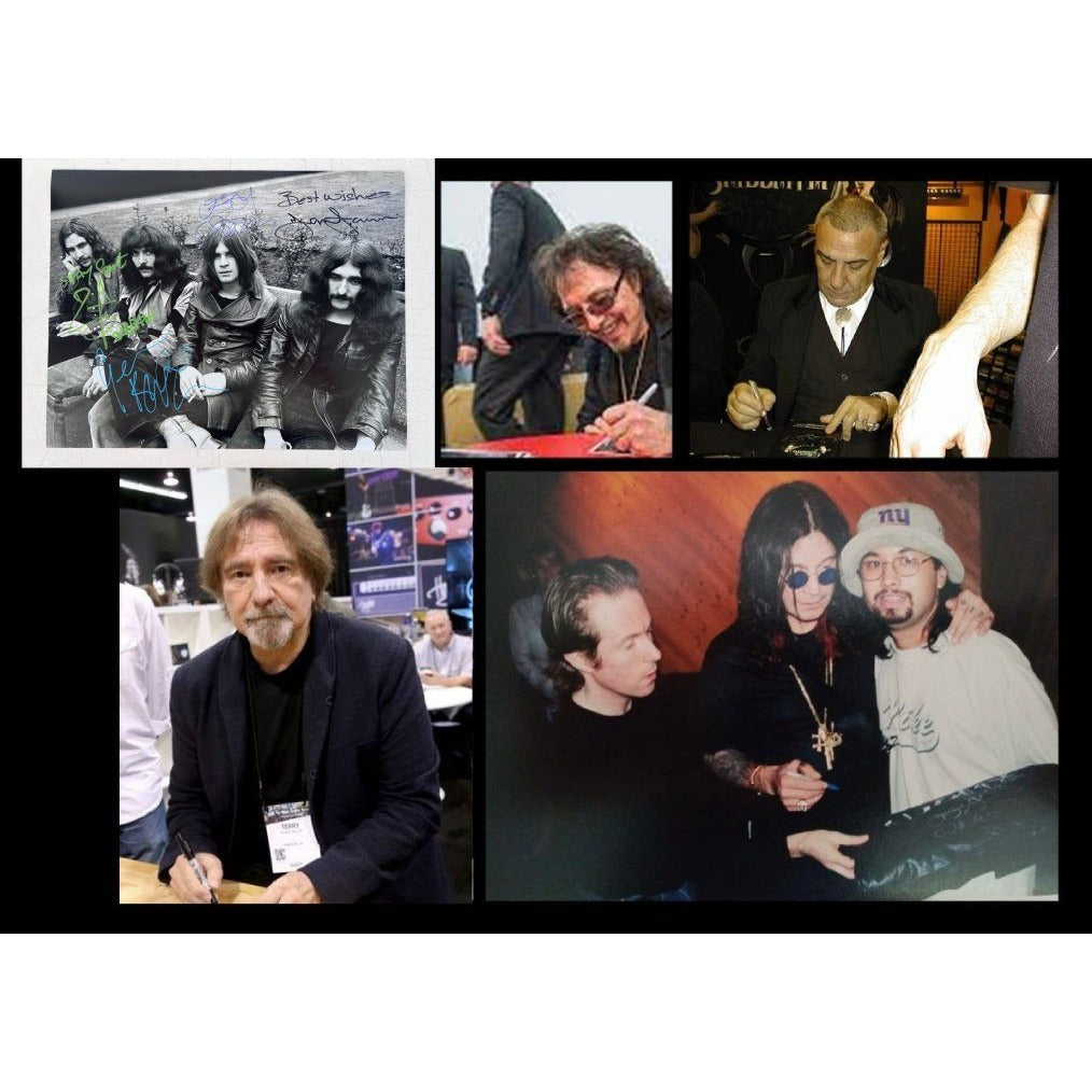 Ozzy Osbourne, Tony Iommi, Geezer Butler, Bill Ward Black Sabath vintage 11x14 photo signed with proof.