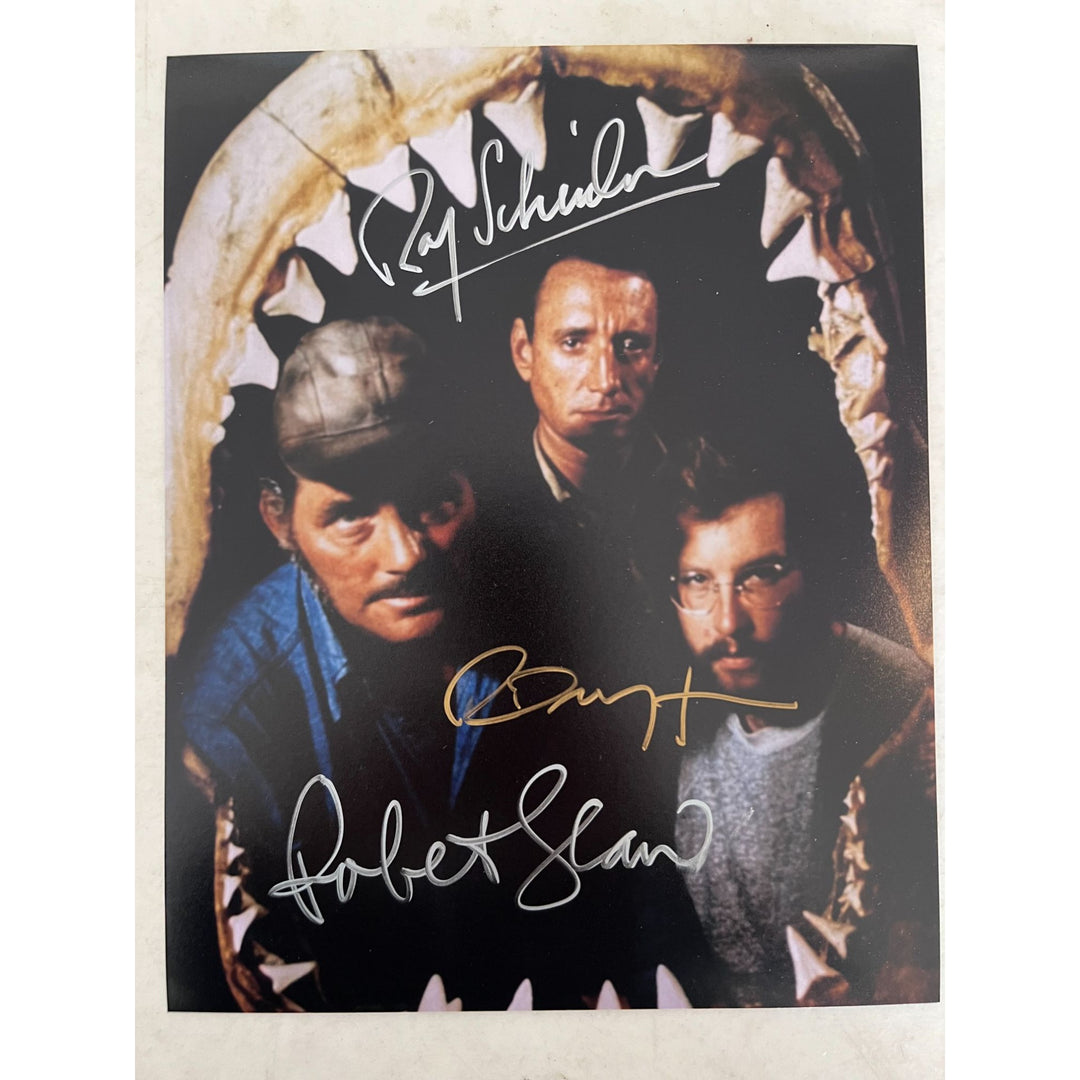 Jaws Richard Dreyfuss, Roy Schrader and Robert Shaw 8 x 10 signed with proof