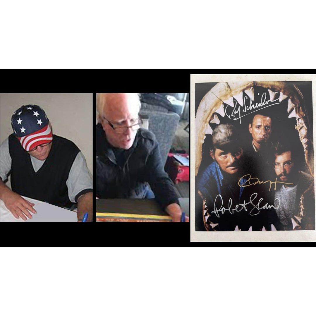 Jaws Richard Dreyfuss, Roy Schrader and Robert Shaw 8 x 10 signed with proof