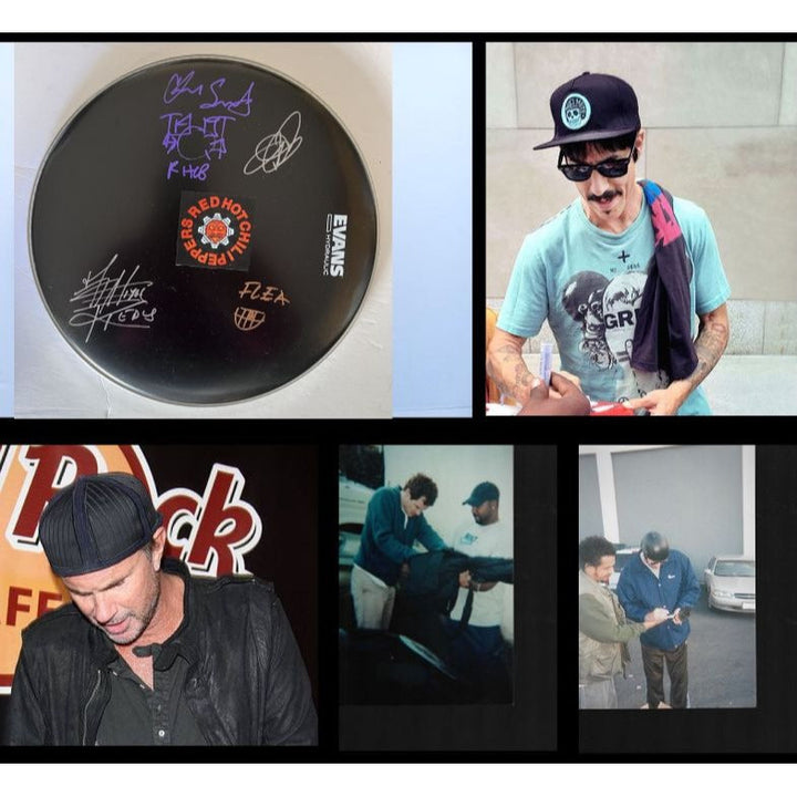 Red Hot Chili Peppers Anthony Kiedis flea Chad Smith John Frusciante 14 inch drum head sign with proof Awesome Artifacts