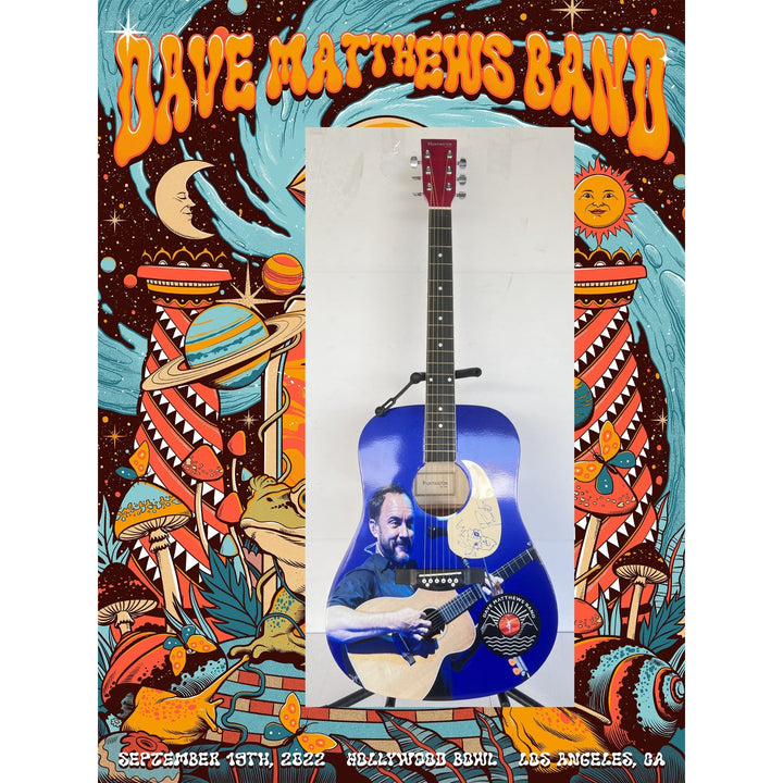 Dave Mathews full size acoustic guitar one of a kind signed with a hand sketch by Dave himself