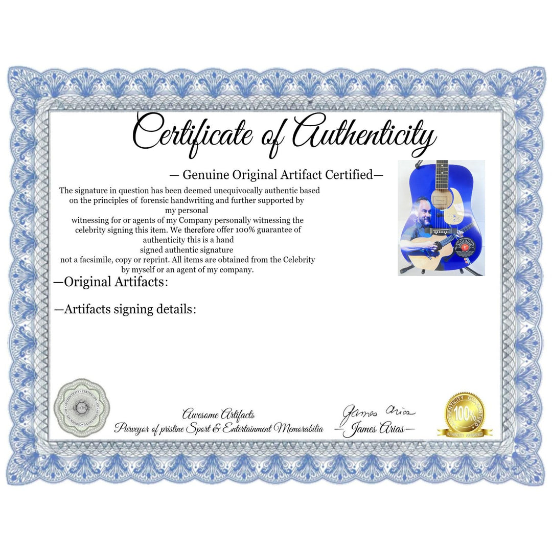 Dave Mathews full size acoustic guitar one of a kind signed with a hand sketch by Dave himself