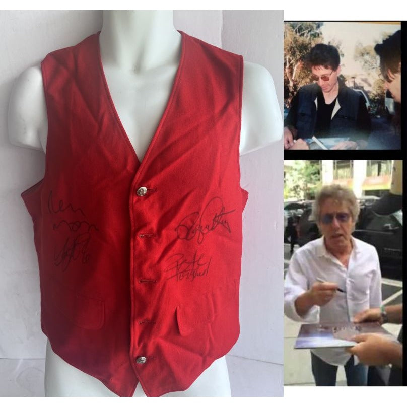 The Who Keith Moon Pete Townshend Roger Daltrey John Entwistle vintage red vest signed with proof