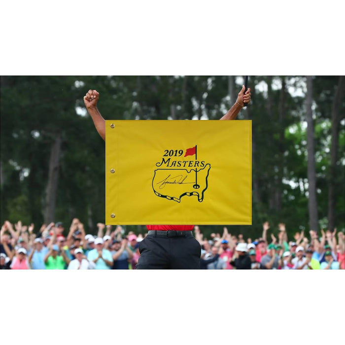 Tiger Woods 2019 Masters golf tourney champion pin authentic pin flag signed with proof