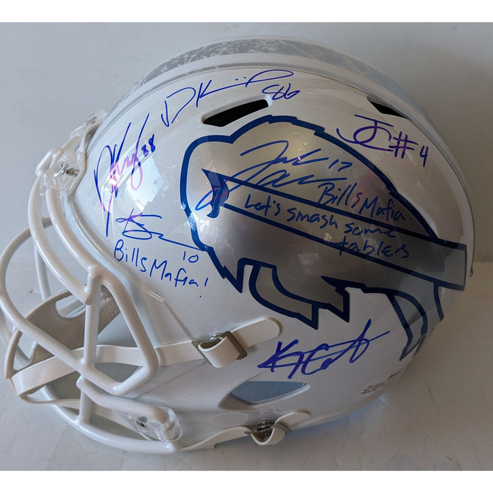 Buffalo Bills Josh Allen signed with inscription, James Cook, Dawson Knox, Khalil Shakir, Dalton Kinkaid, Keon Coleman Riddell helmet
