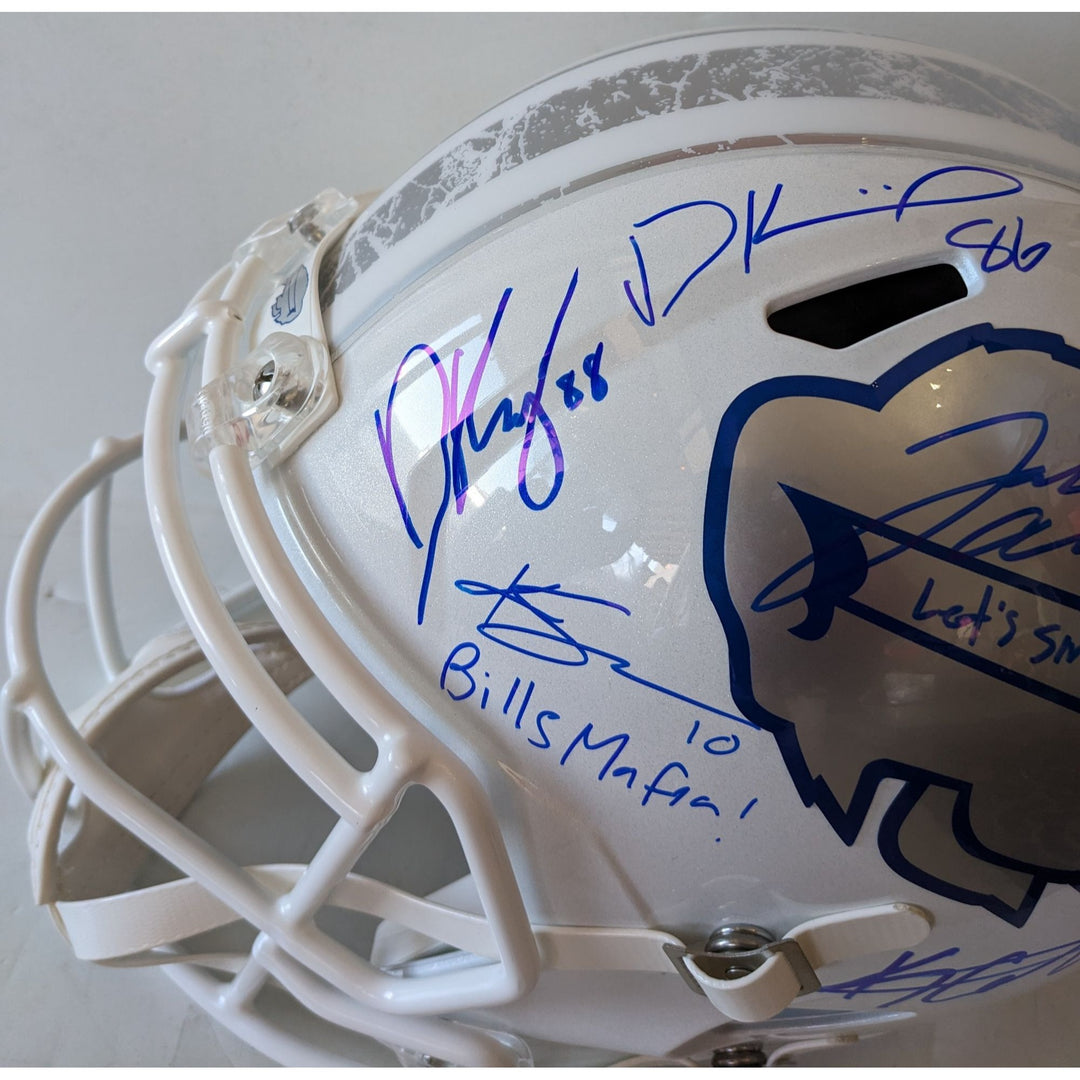 Buffalo Bills Josh Allen signed with inscription, James Cook, Dawson Knox, Khalil Shakir, Dalton Kinkaid, Keon Coleman Riddell helmet