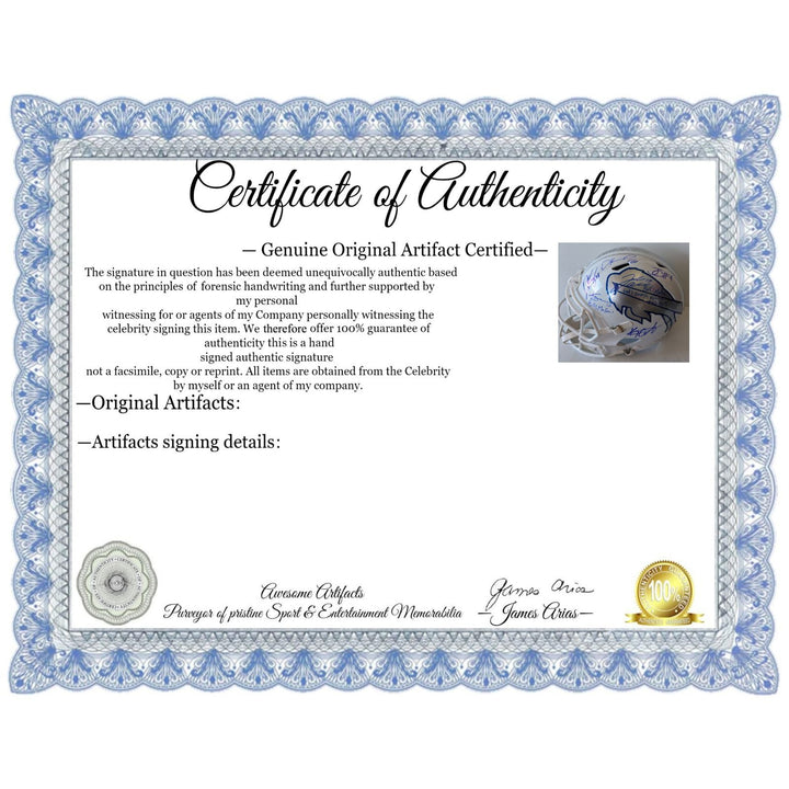 Buffalo Bills Josh Allen signed with inscription, James Cook, Dawson Knox, Khalil Shakir, Dalton Kinkaid, Keon Coleman Riddell helmet