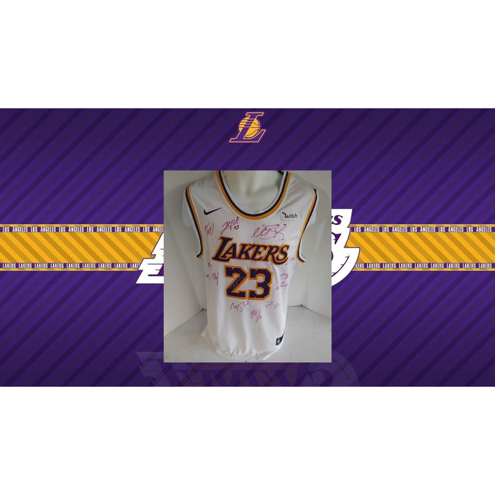 LeBron James Anthony Davis Los Angeles Lakers team signed jersey with proof